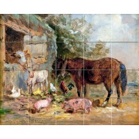 Art Henry Bryant Farm Horse Pigs Ceramic Mural Backsplash Bath Tile #2138   181144121579